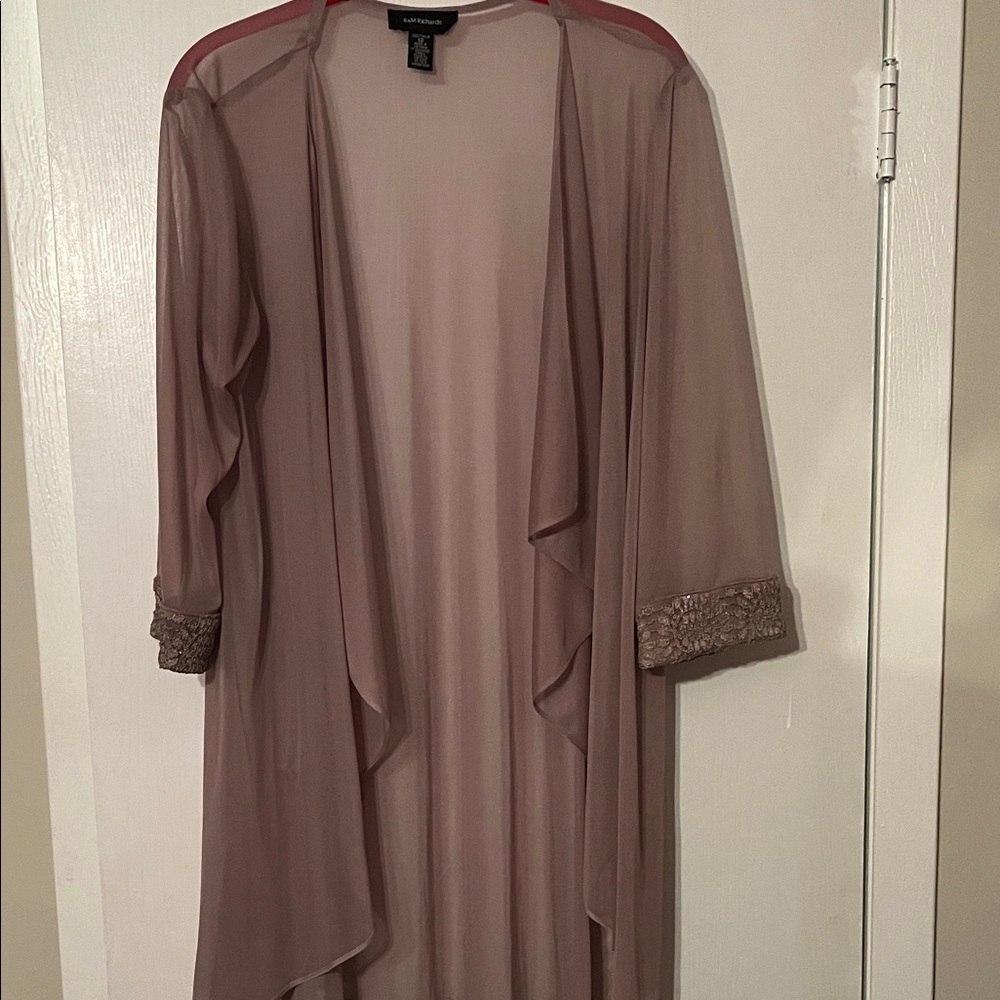 Embellished Mauve Dress with Sheer Overlay - Picture 4 of 5